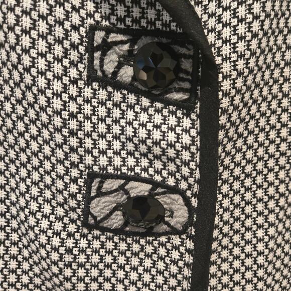 Mimi Hay Designs Black and White Mixed Media Button-Up Jacket - Wearable Art - Picture 2 of 9